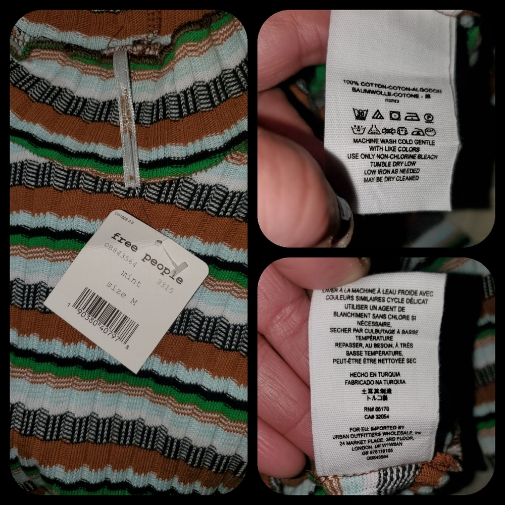 Free People Mirror Tee Cropped Ribbed Retro top - Picture 16 of 16